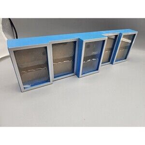Vtg 5 Opening Linear Blue Silver 3d Block Collage 2"x3" Picture Frame Plastic